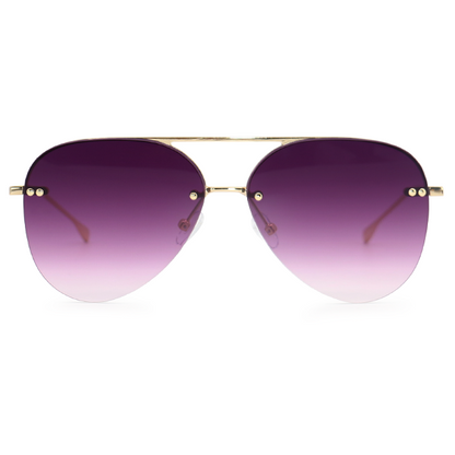 Smaller Megan 2 - Purple Metal Aviator Sunglasses with Gold Frame by TopFoxx