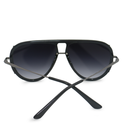 Ivy Luxe - Black Tangle-Free Round Aviator Sunglasses by TopFoxx