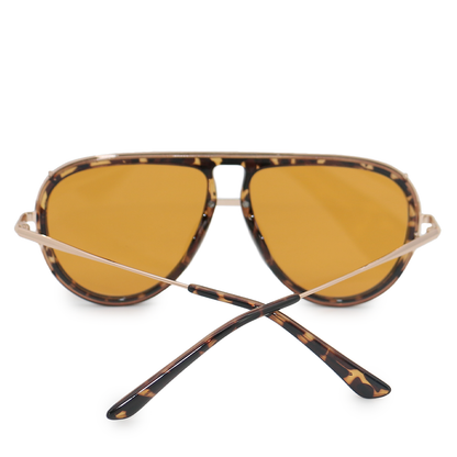 Ivy Luxe - Yellow Tangle-Free Round Aviator Sunglasses by TopFoxx