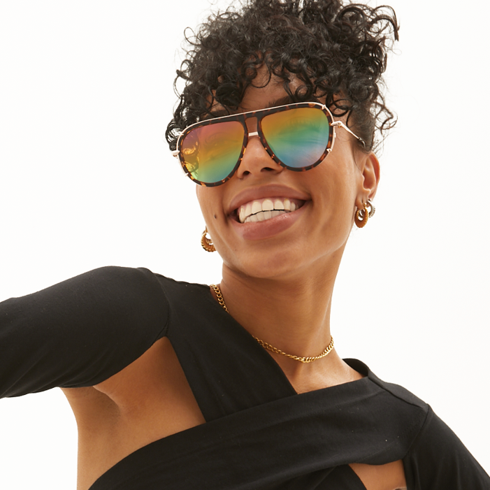 ivy luxe - pride tangle-free round aviator sunglasses by topfoxx