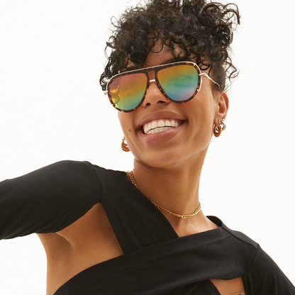 Ivy Luxe - Pride Tangle-Free Round Aviator Sunglasses by TopFoxx