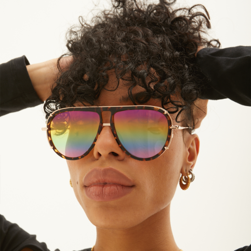 ivy luxe - pride tangle-free round aviator sunglasses by topfoxx