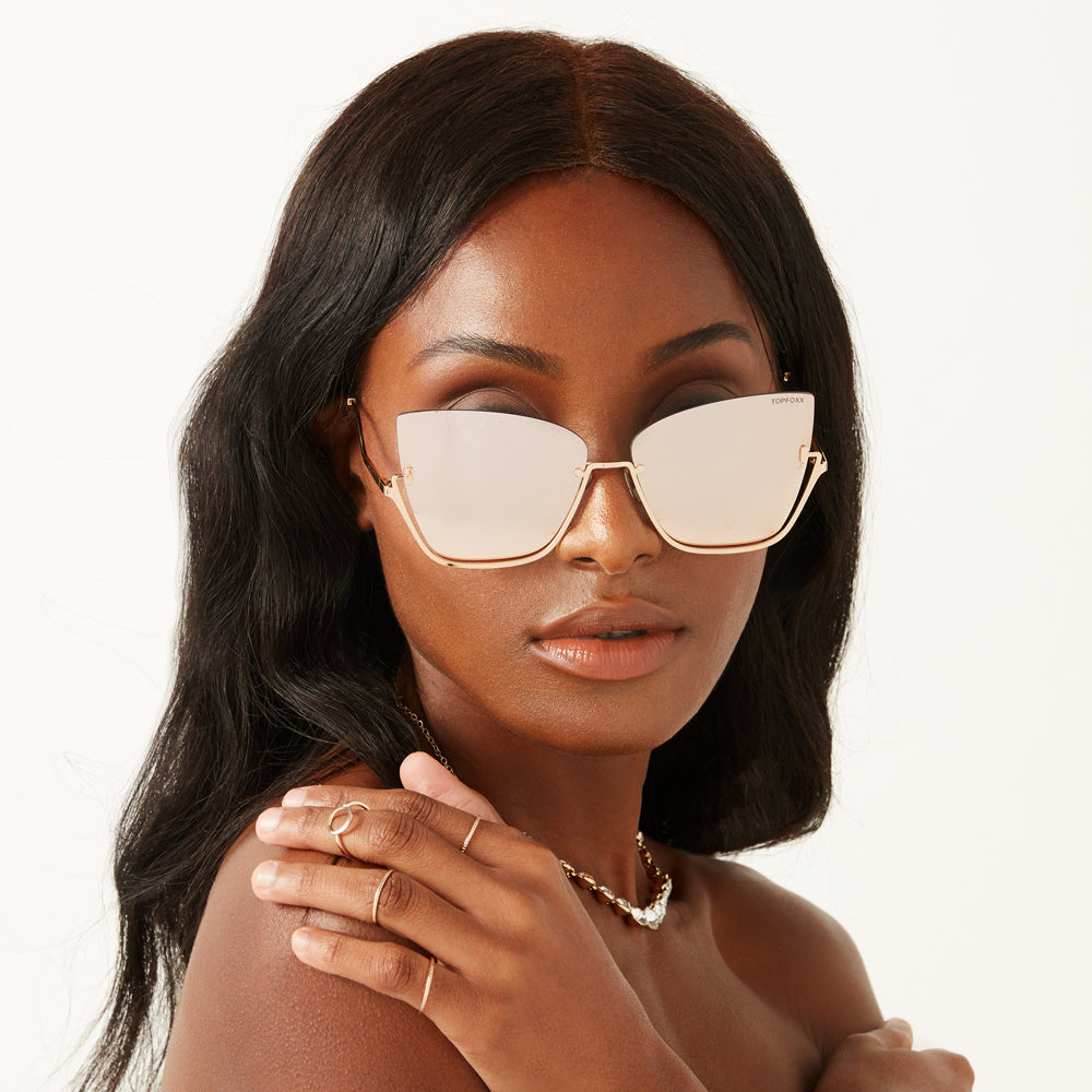 vixen - rosegold frame rosegold lens metal cateye sunglasses by topfoxx