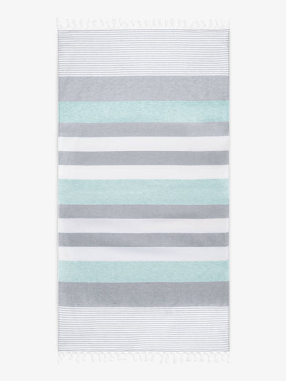 Teal & Gray Cape Cod Turkish Towel by Laguna Beach Textile Company