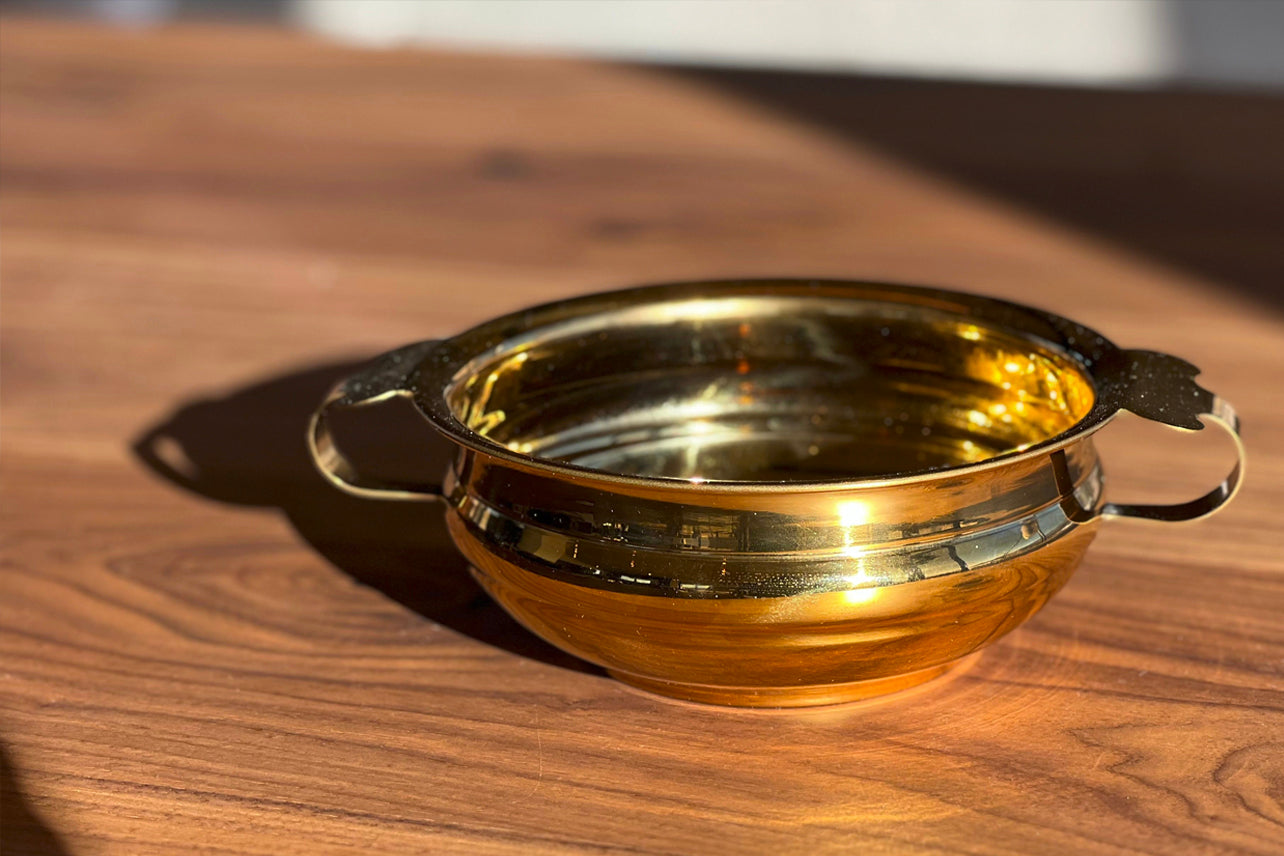 indian handi serving bowl - brass colored stainless steel by verve culture