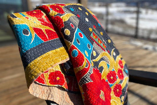 Vintage Kantha Blanket Throw - Assorted Colors by Verve Culture