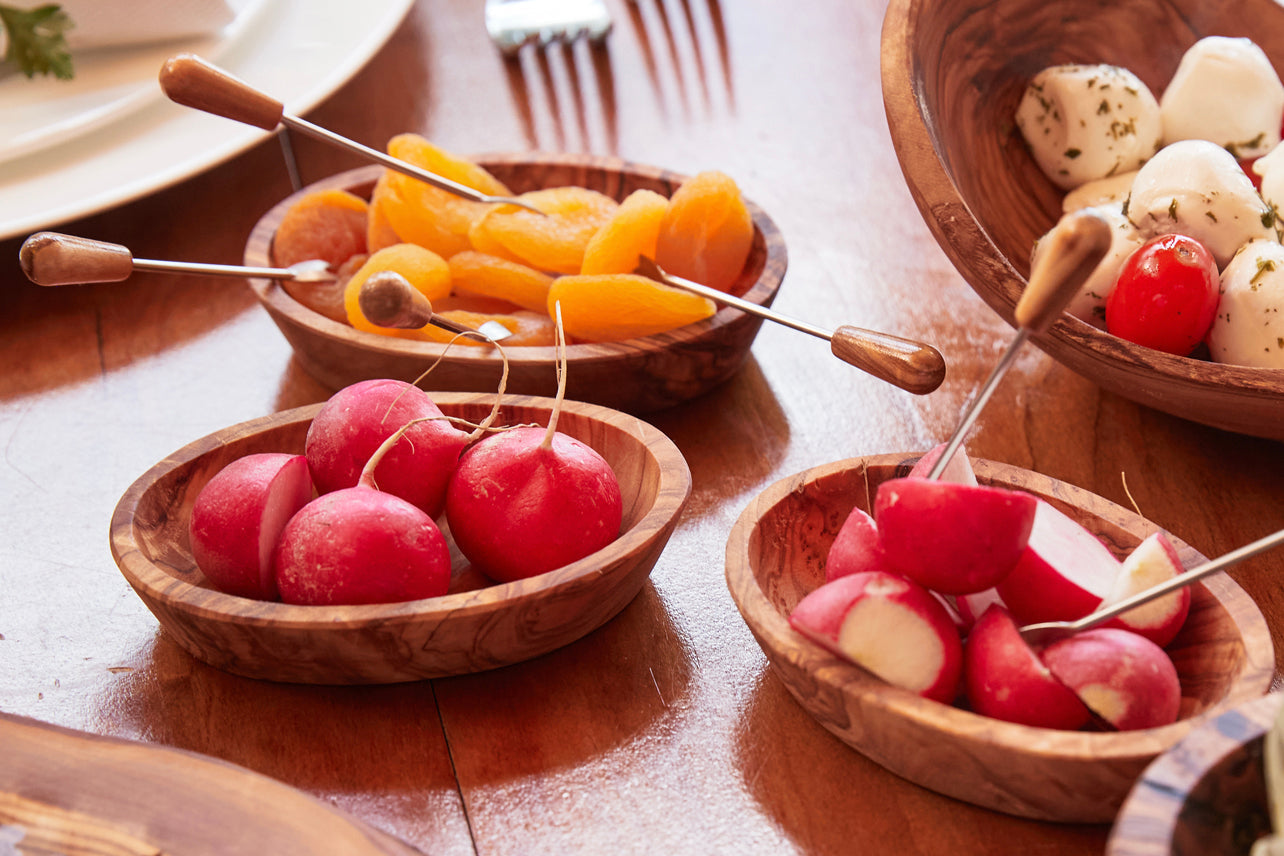 italian olivewood aperitivo bowls - set of 4 by verve culture