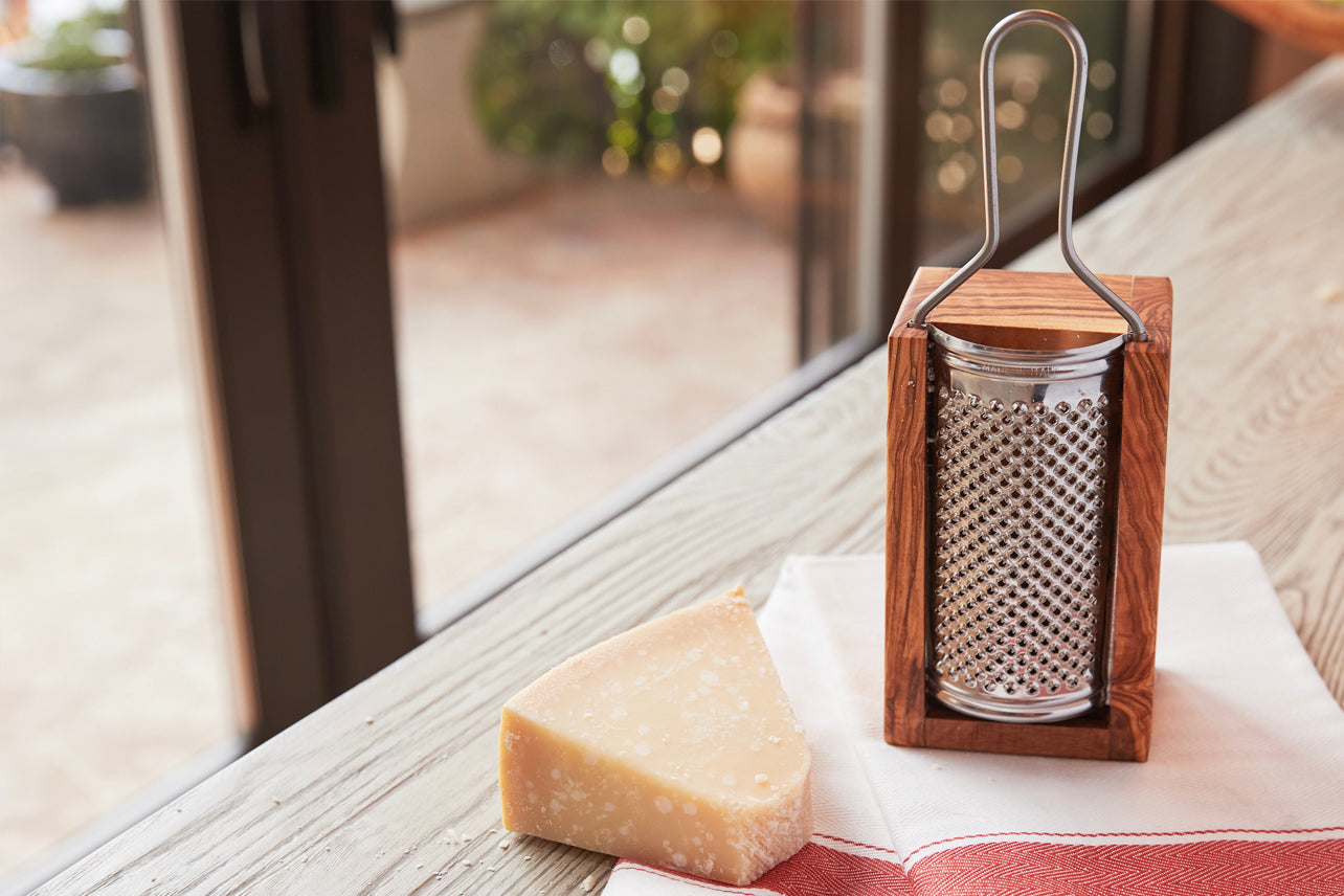 italian olivewood parmesan cheese box grater by verve culture