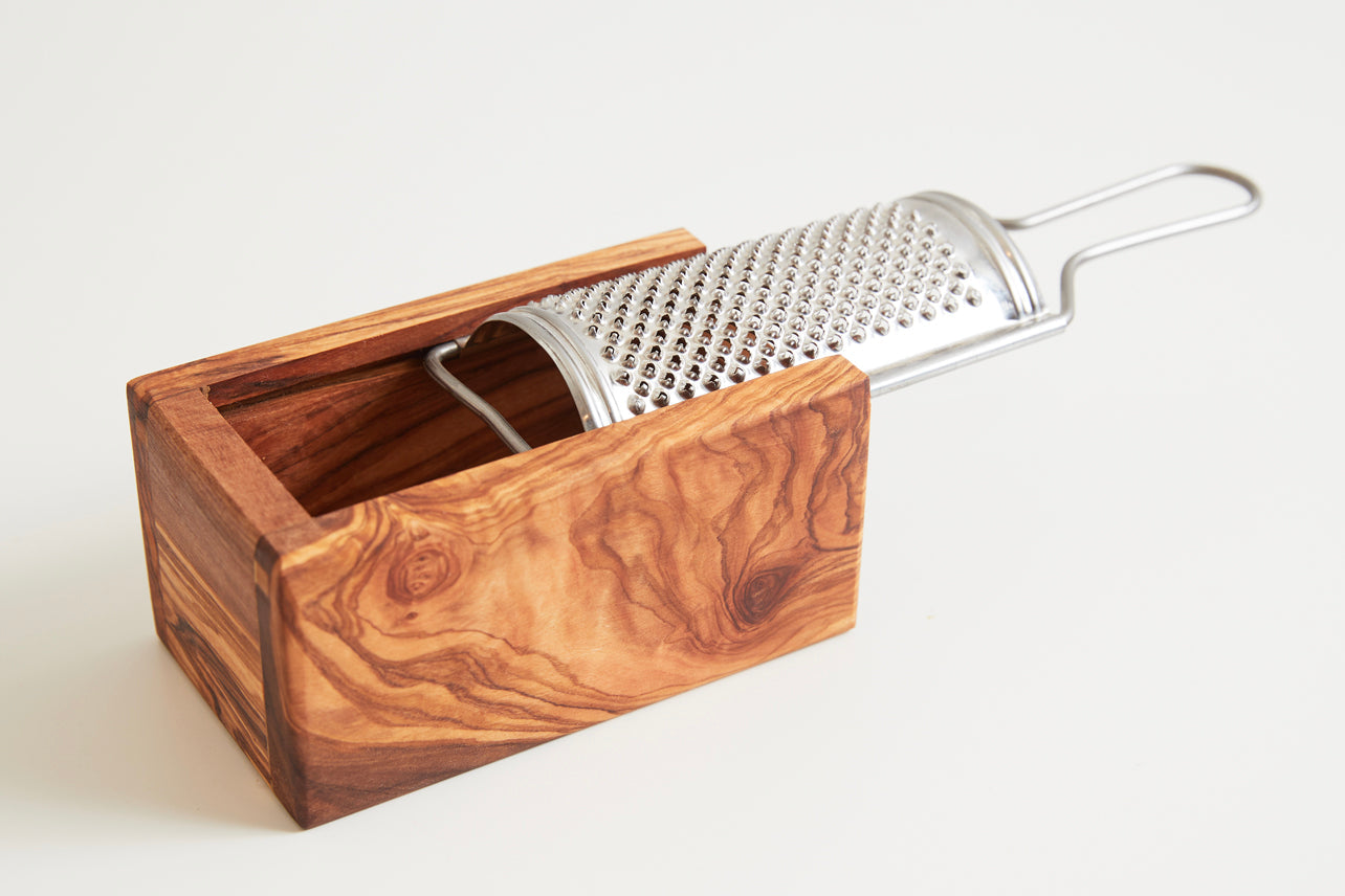 italian olivewood parmesan cheese box grater by verve culture