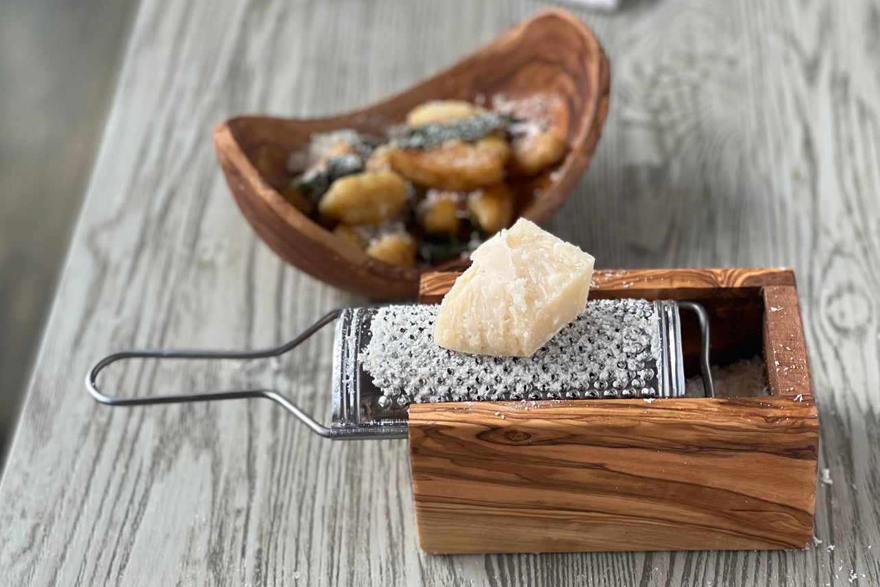 italian olivewood parmesan cheese box grater by verve culture