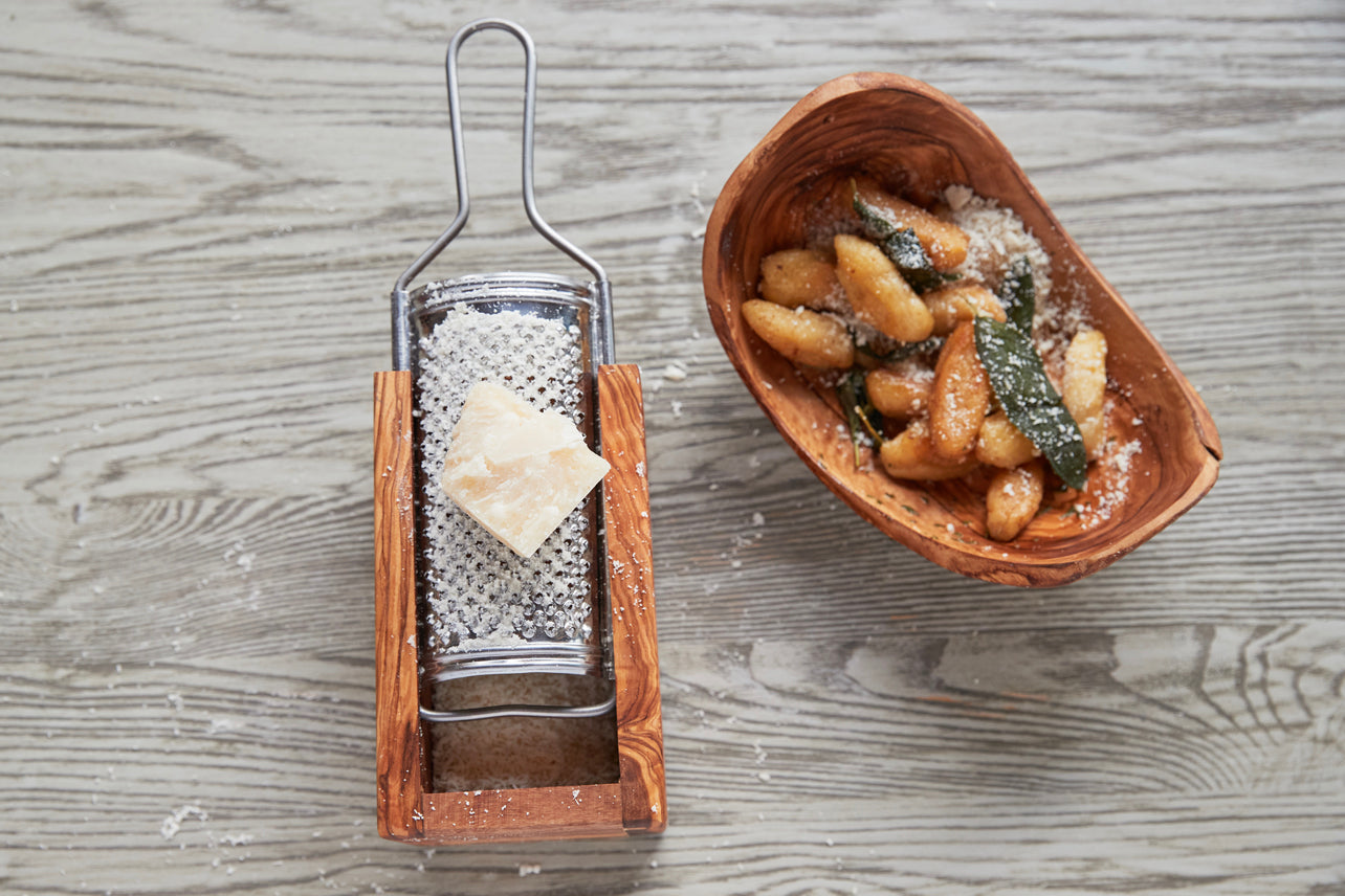 italian olivewood parmesan cheese box grater by verve culture