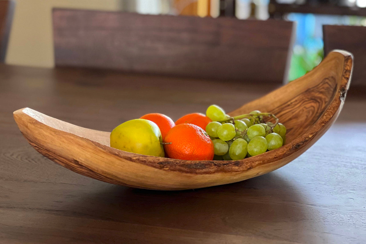 italian olivewood boat shaped serving bowl by verve culture