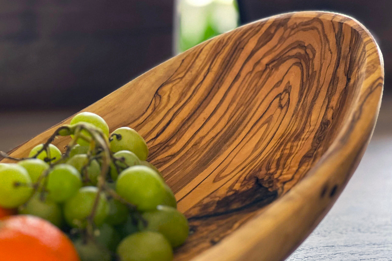 italian olivewood boat shaped serving bowl by verve culture