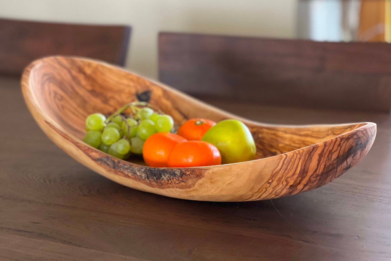 italian olivewood boat shaped serving bowl by verve culture