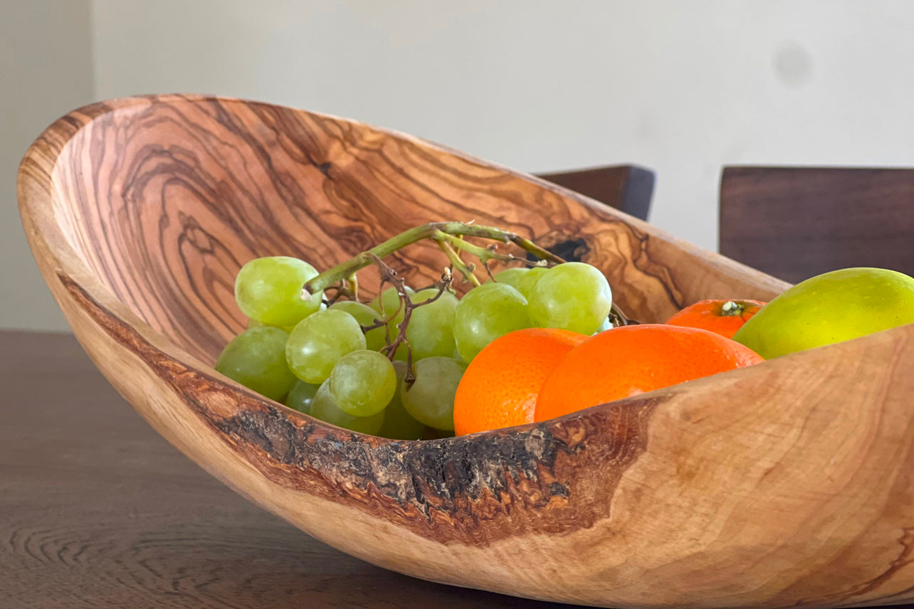 italian olivewood boat shaped serving bowl by verve culture