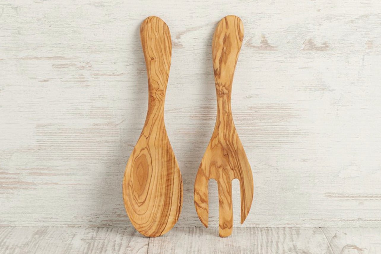 italian olivewood salad servers by verve culture