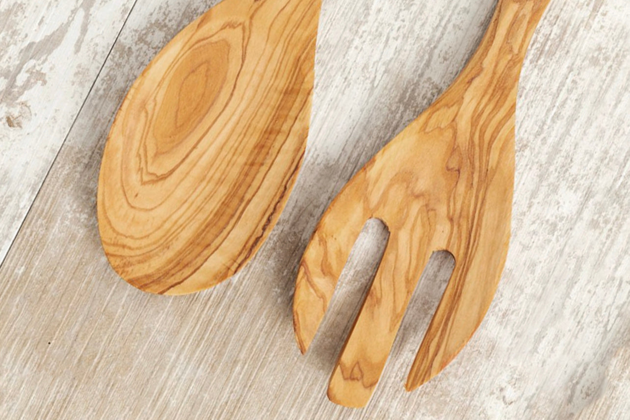 italian olivewood salad servers by verve culture