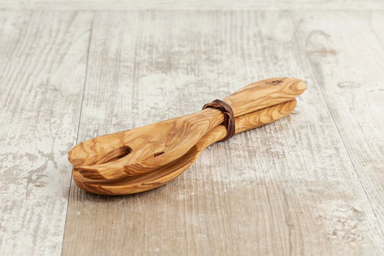 italian olivewood salad servers by verve culture