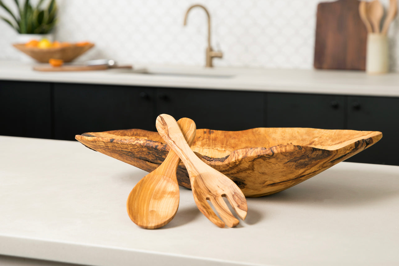 italian olivewood salad servers by verve culture