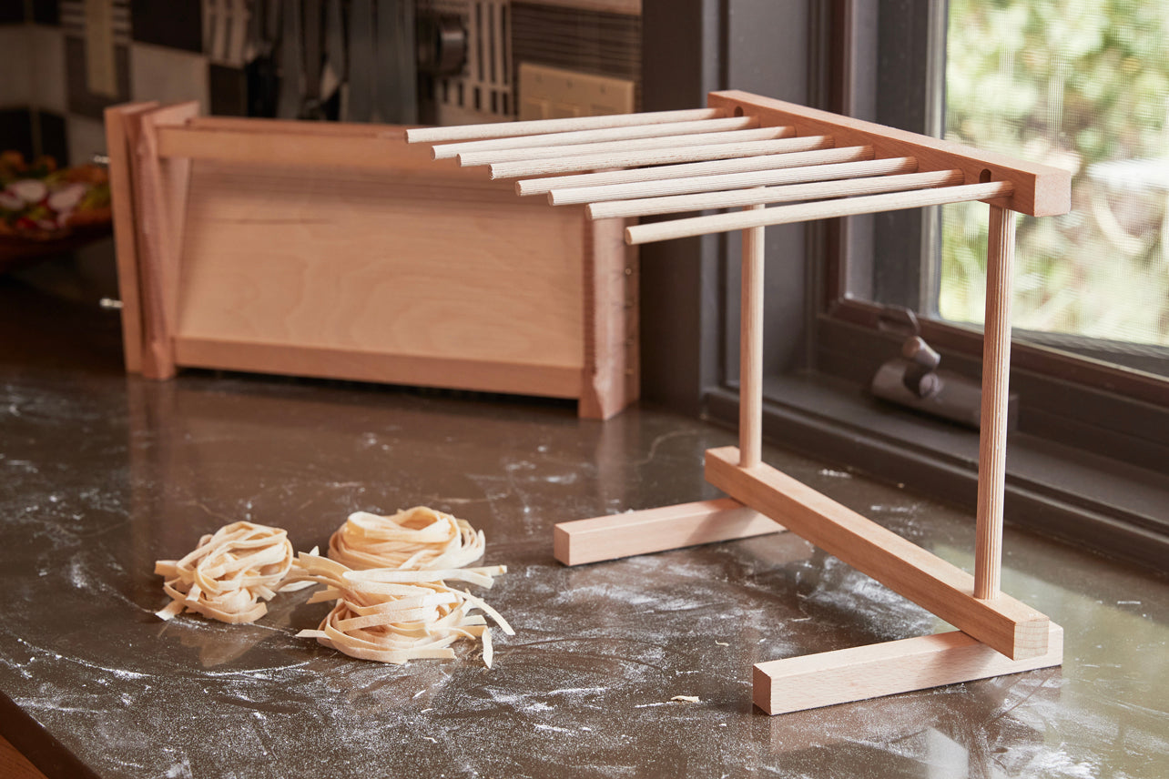 italian beechwood collapsible pasta drying rack by verve culture