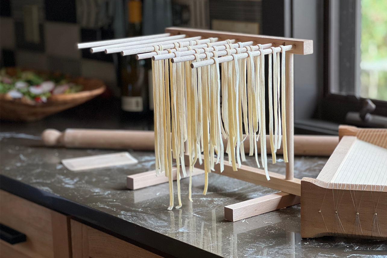 italian beechwood collapsible pasta drying rack by verve culture