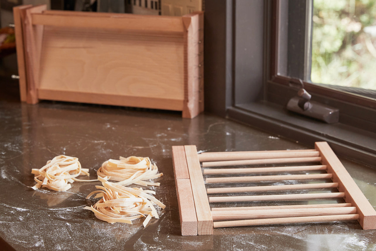 italian beechwood collapsible pasta drying rack by verve culture