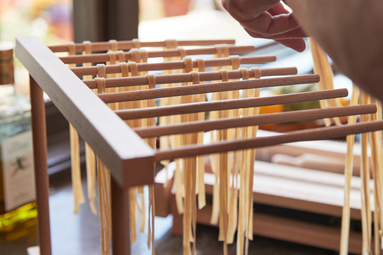 italian beechwood collapsible pasta drying rack by verve culture