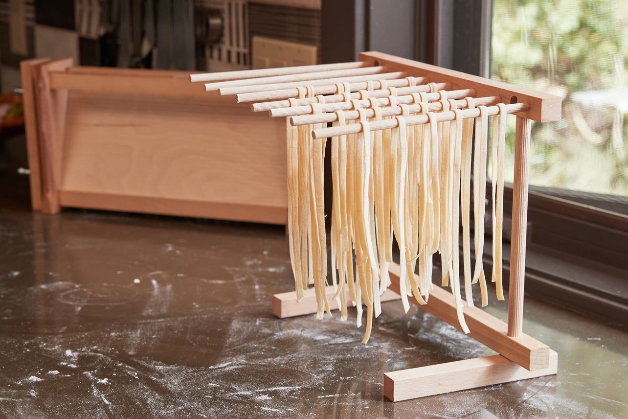 italian beechwood collapsible pasta drying rack by verve culture