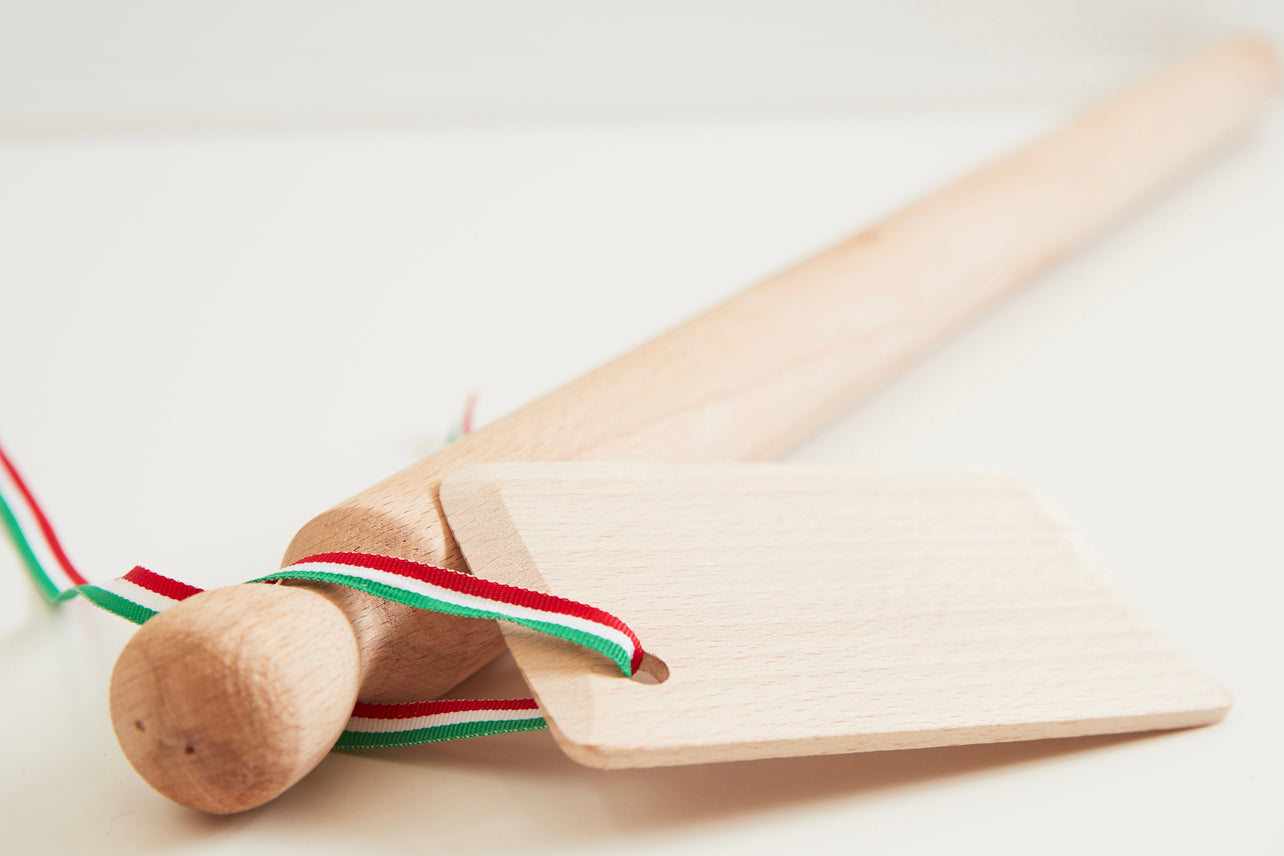 italian mattarello pasta rolling pin and dough scraper set by verve culture