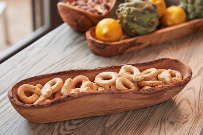 Italian Olivewood Boat Bowl with Live Edge by Verve Culture