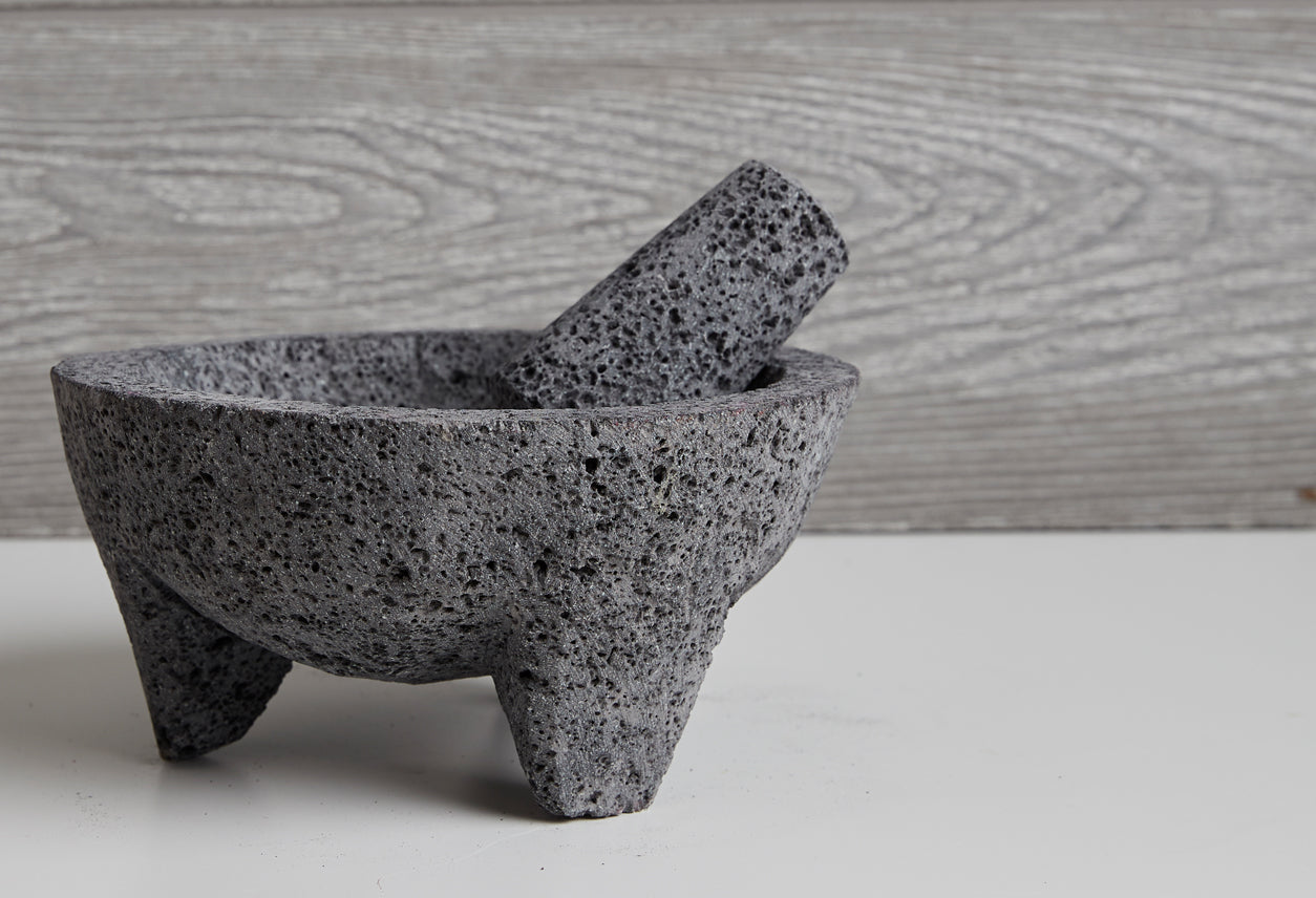 molcajete with tortilla basket by verve culture