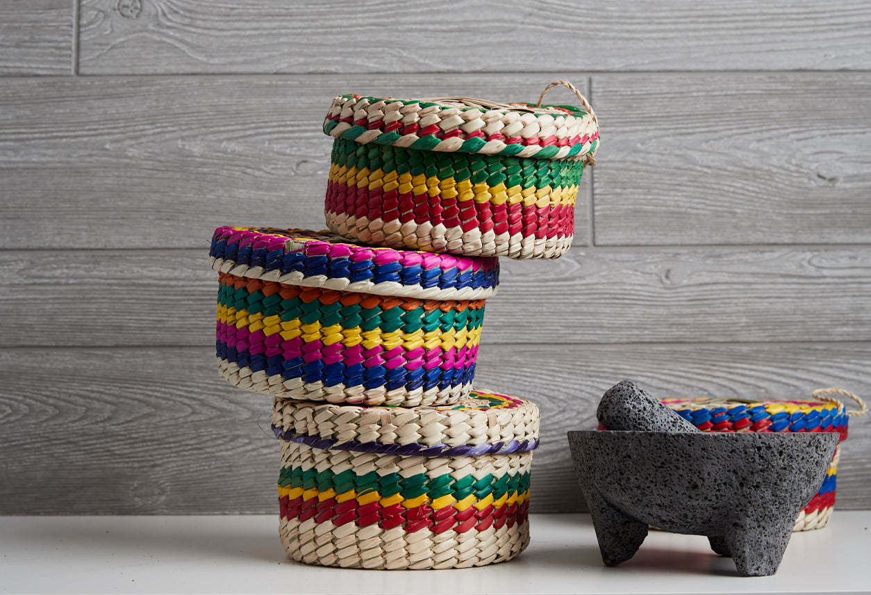 molcajete with tortilla basket by verve culture