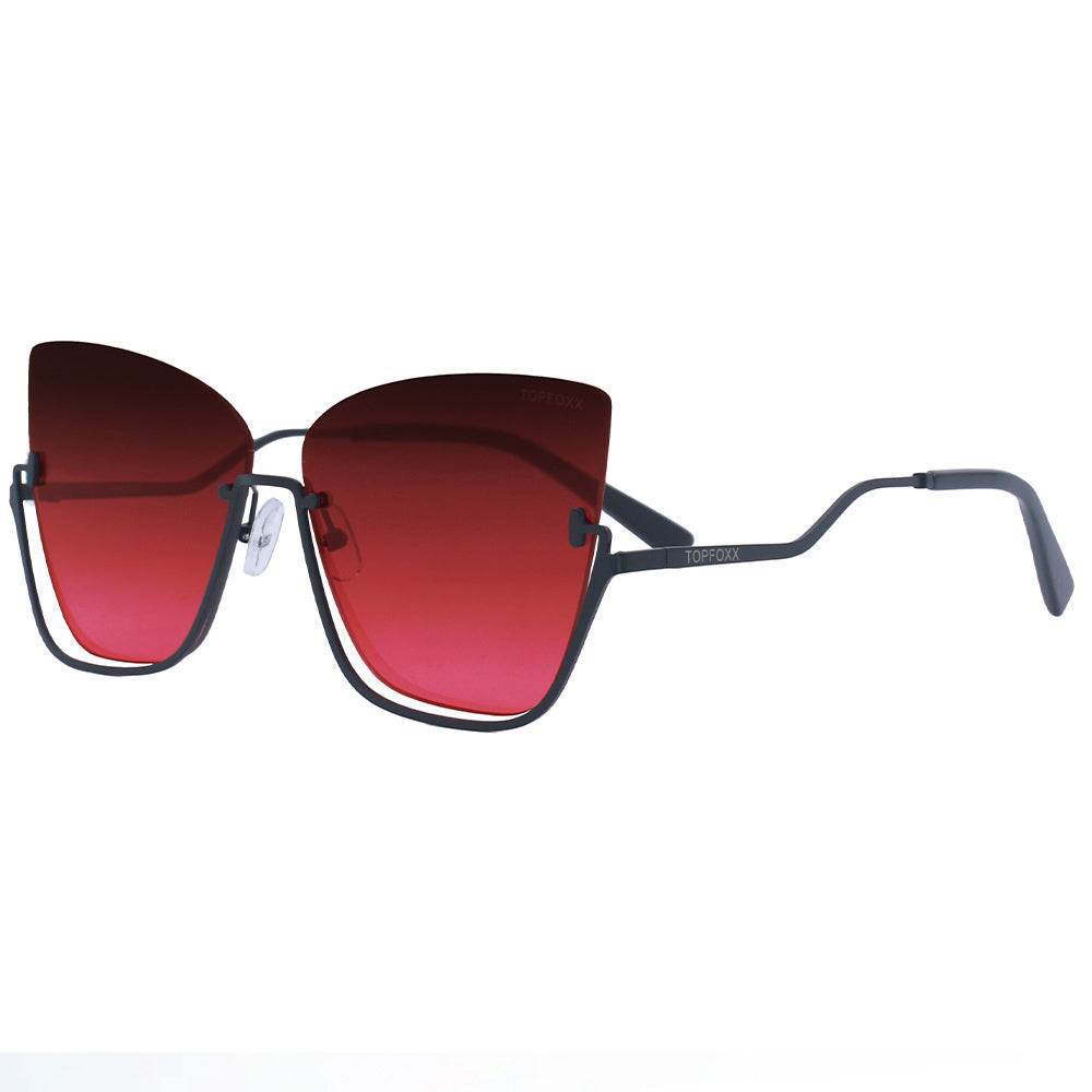 vixen - ruby rimless metal cateye sunglasses by topfoxx