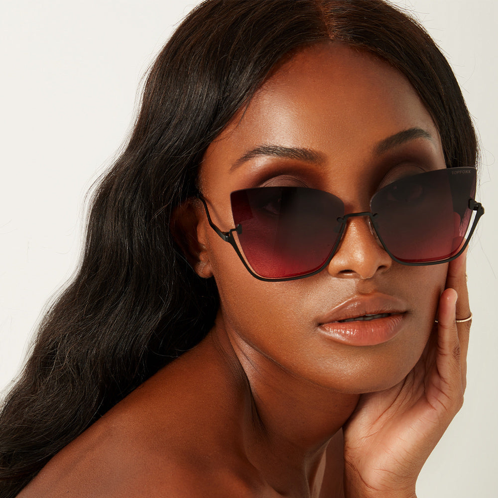 vixen - ruby rimless metal cateye sunglasses by topfoxx