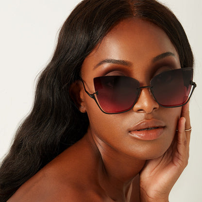 Vixen - Ruby Rimless Metal Cateye Sunglasses by TopFoxx