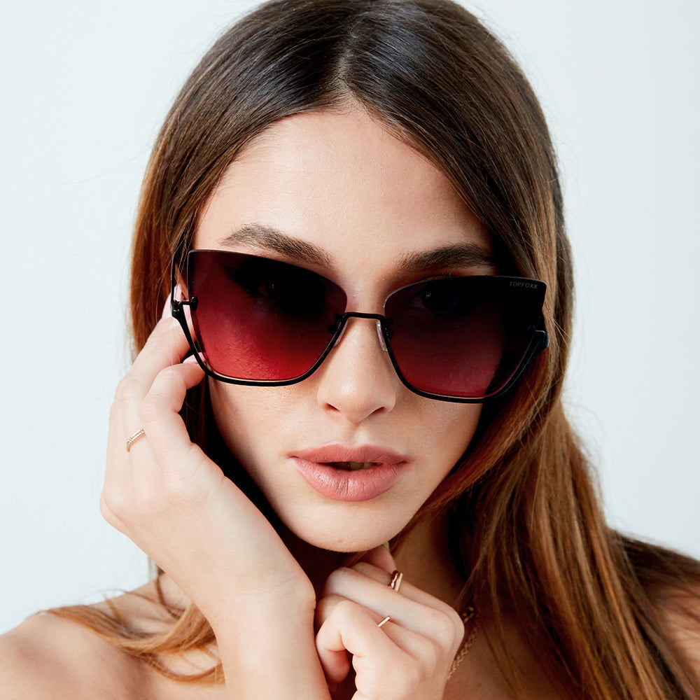 vixen - ruby rimless metal cateye sunglasses by topfoxx