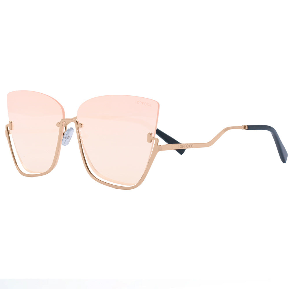 vixen - rosegold frame rosegold lens metal cateye sunglasses by topfoxx