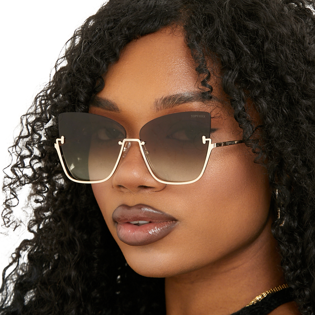 vixen - brown lens gold frame metal cateye sunglasses by topfoxx