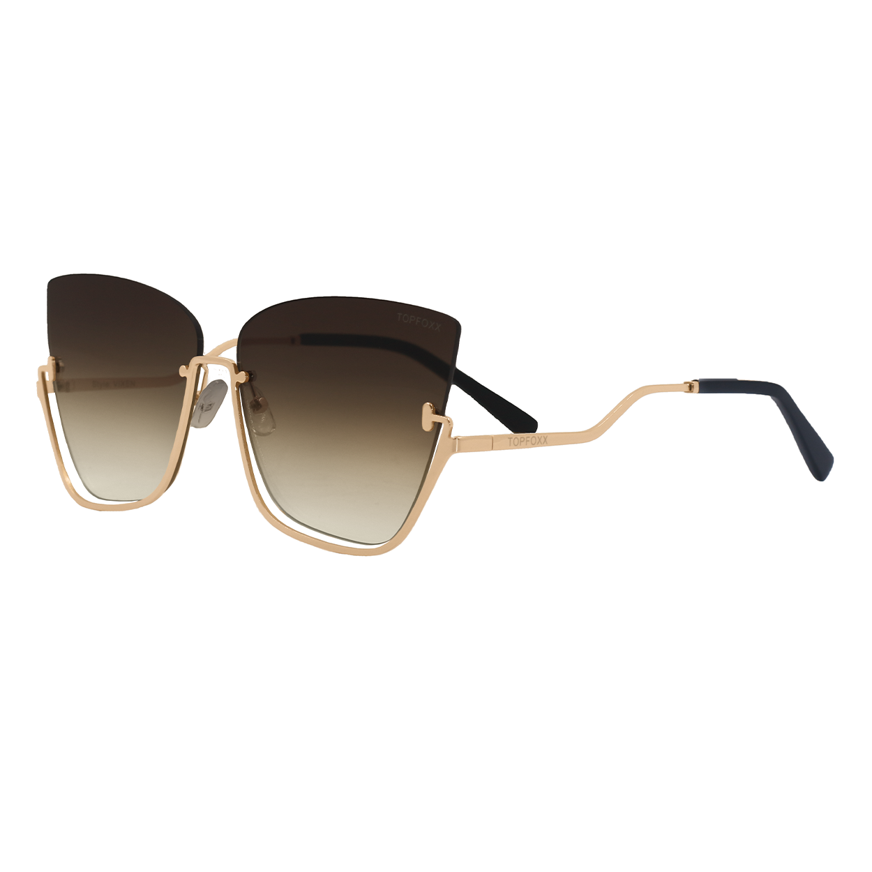 vixen - brown lens gold frame metal cateye sunglasses by topfoxx