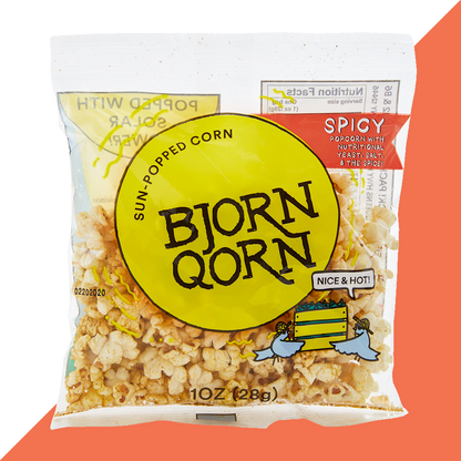 Bjorn Qorn Spicy Popcorn Bags - 15-Pack x 1oz Bag by Farm2Me