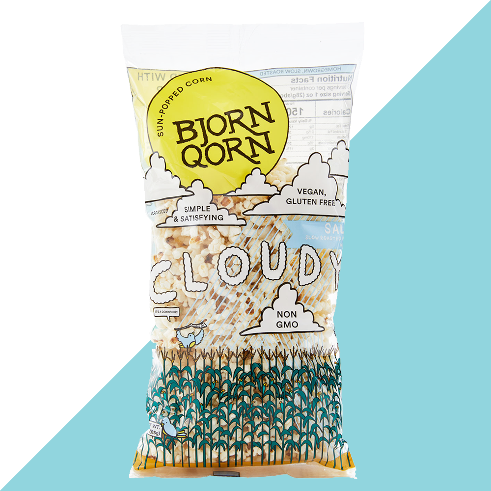 bjorn qorn cloudy popcorn  bags -12-pack x 3oz bag by farm2me