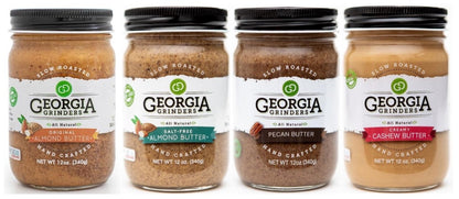 Georgia Grinders 12 oz WHOLE30 (2) Nut Butter Assortment 4 Pack (Original Almond Butter, Cashew Butter, Pecan Butter, Salt Free Almond Butter) - (CP-CL) by Georgia Grinders