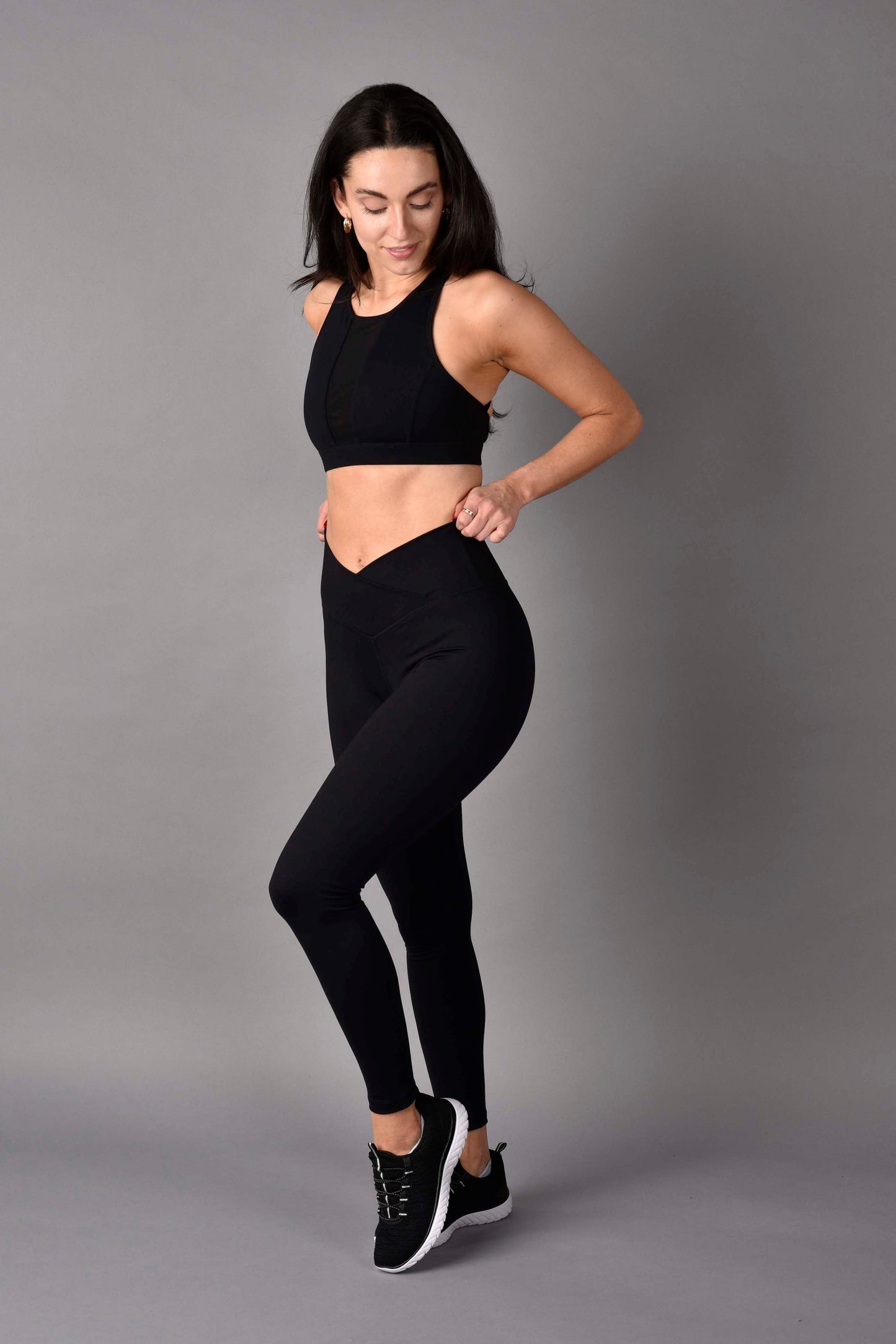 high rise matte luxe crossover 7/8 legging in black by wear love more