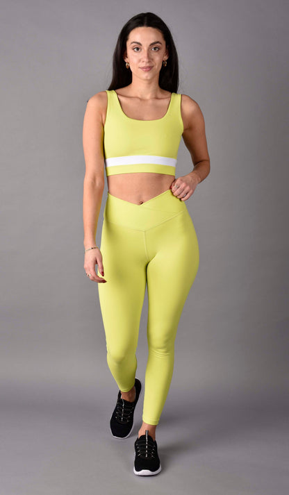 High Rise Matte Luxe Crossover 7/8 Legging in Neon by Wear Love More