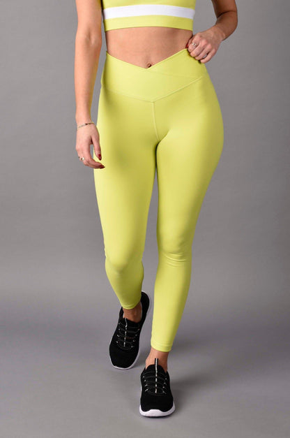 High Rise Matte Luxe Crossover 7/8 Legging in Neon by Wear Love More