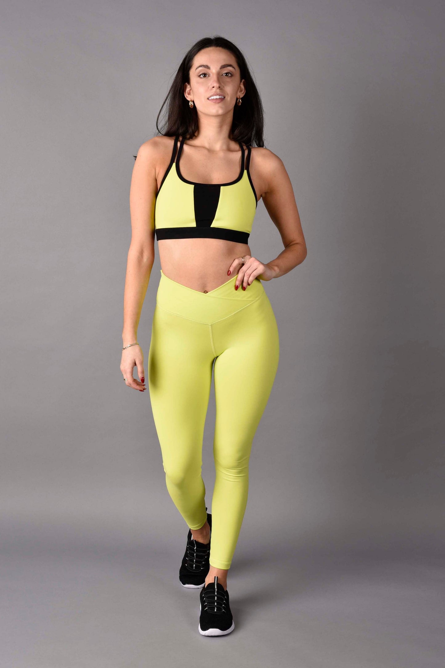 high rise matte luxe crossover 7/8 legging in neon by wear love more