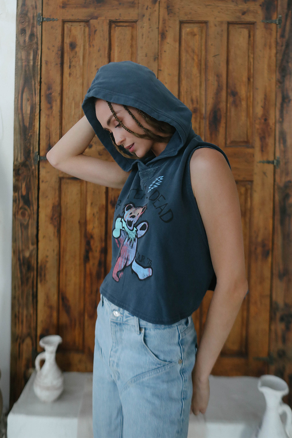 grateful dead 1973 tour sleeveless hoodie by people of leisure