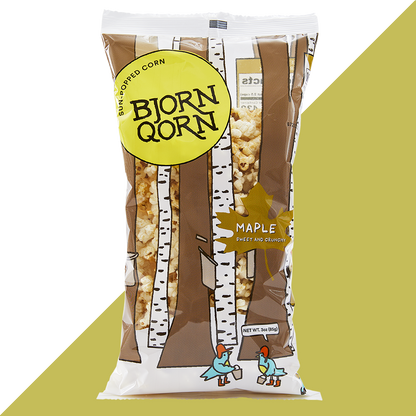 Bjorn Qorn Maple Popcorn Bags - 12-Pack x 3oz Bag by Farm2Me