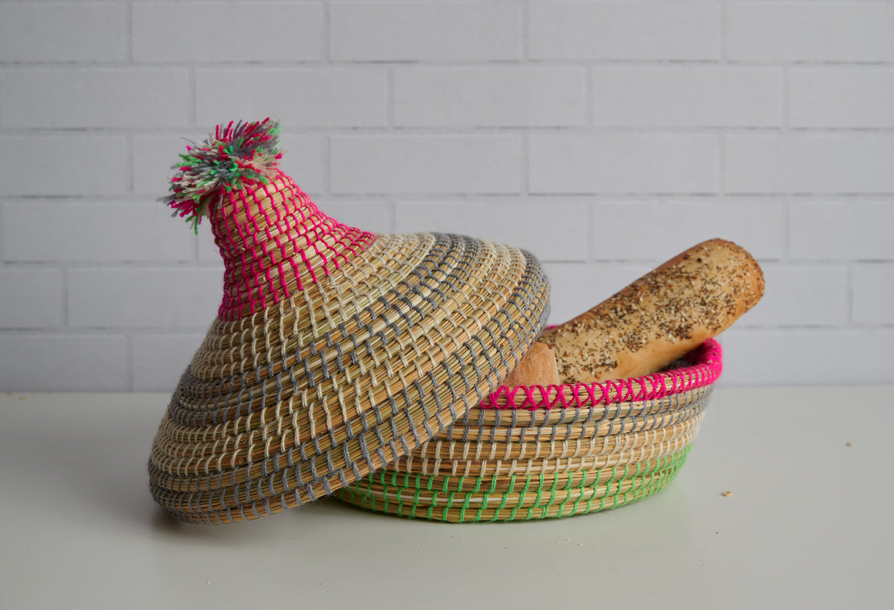 moroccan bread basket with domed lid by verve culture