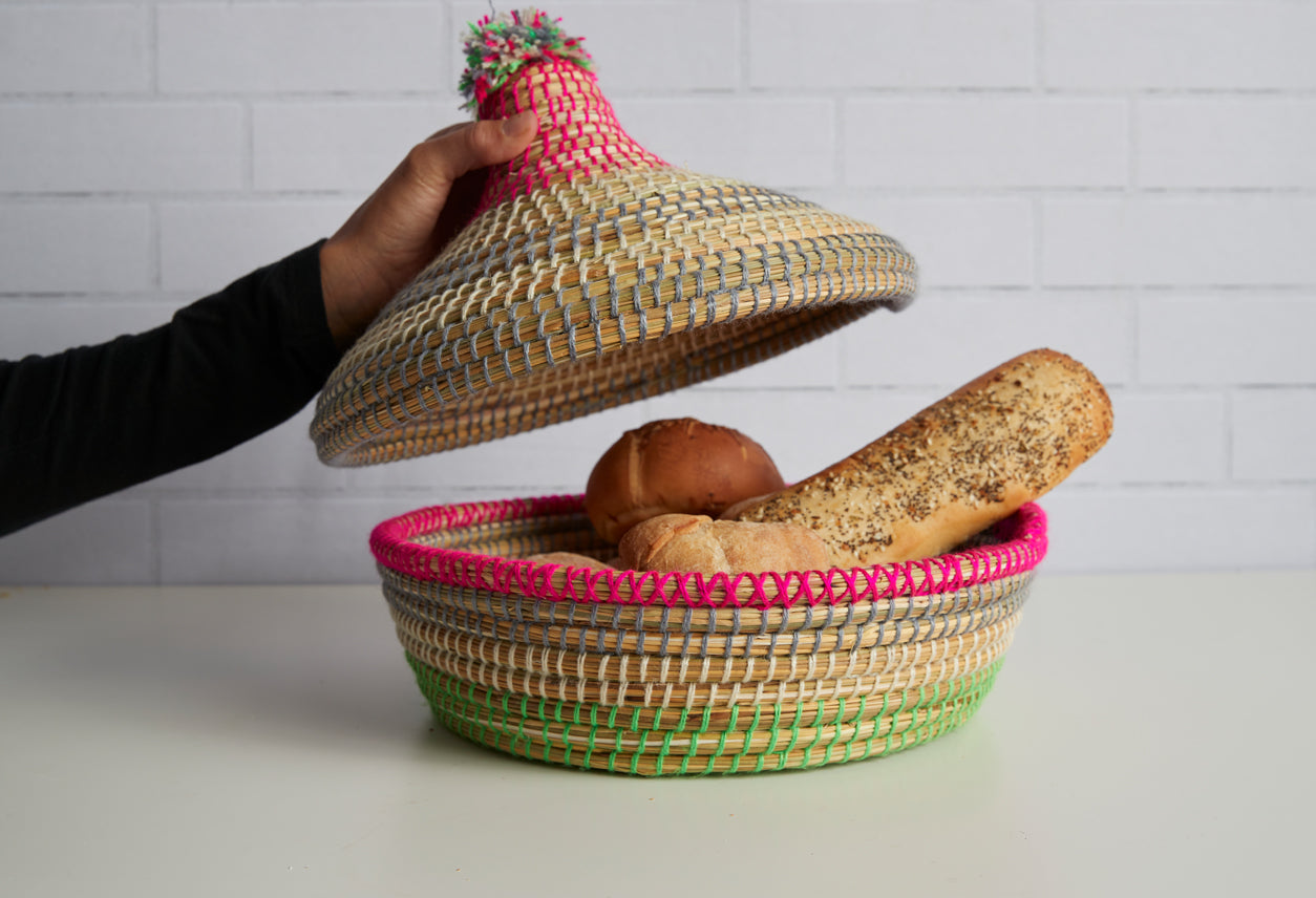 moroccan bread basket with domed lid by verve culture